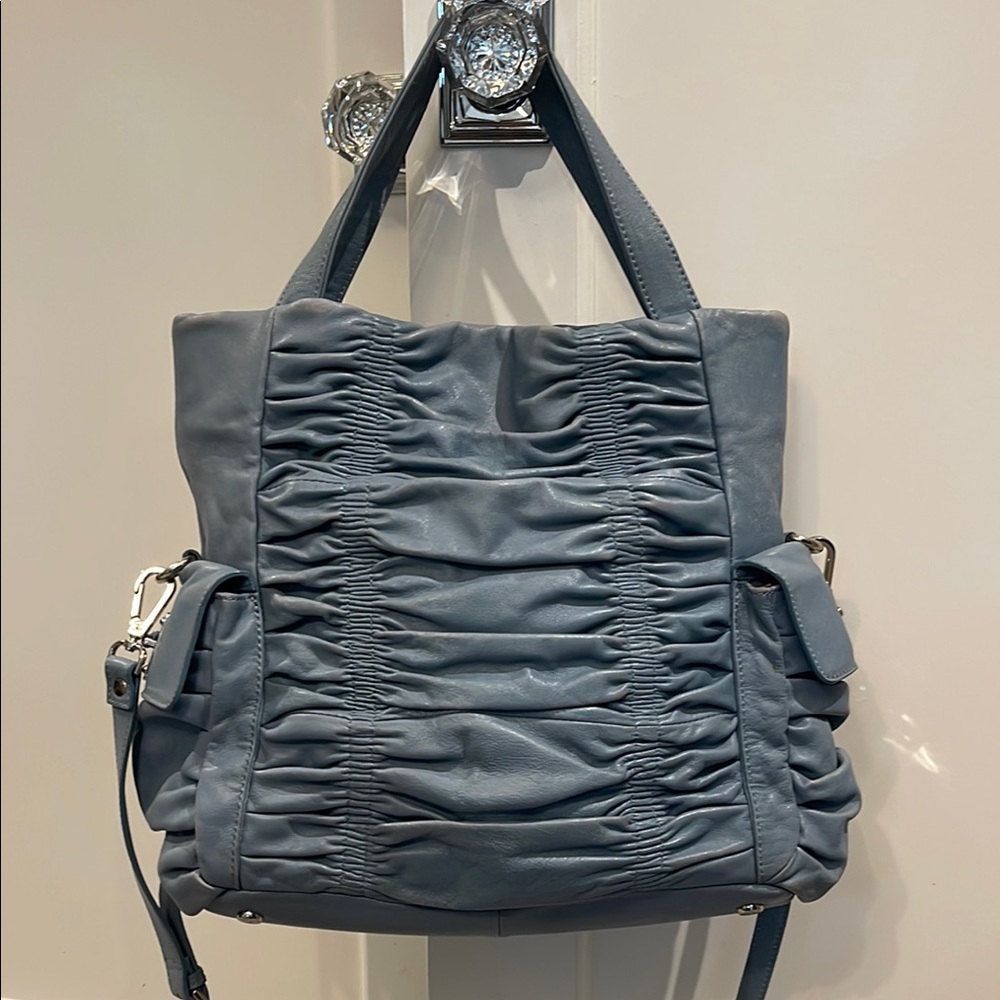 Donald Pliner - Elegant Blue Ruched Women's Bag